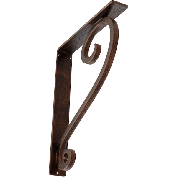 Ekena Millwork Edwards Wrought Iron Bracket, (Triple center brace), Antiqued Copper 2"W x 12"D x 15"H BKTM02X12X15TEDACO - main